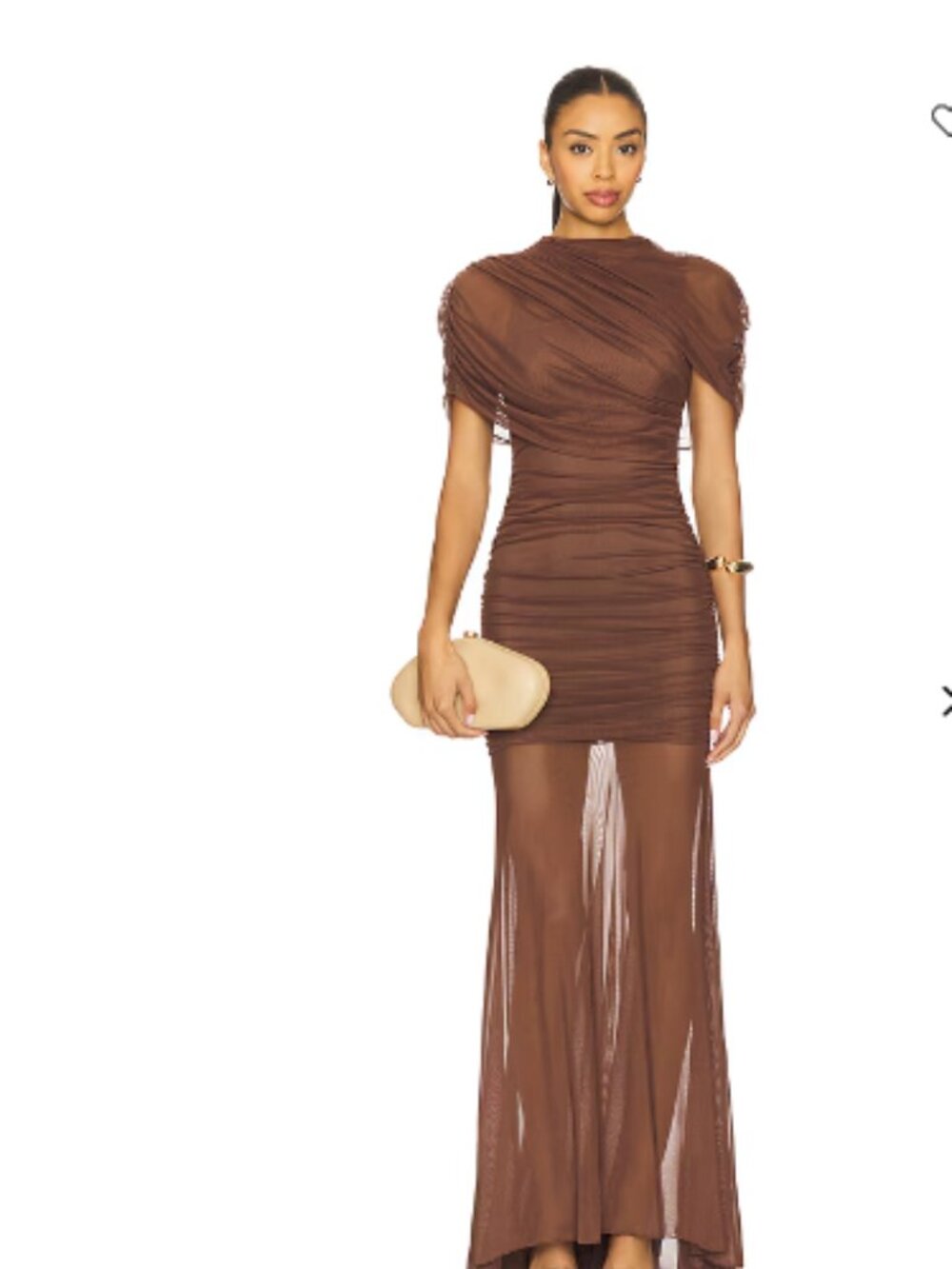 Amanda Uprichard x REVOLVE Evianna Mesh Gown in Chocolate Brown - Picture 2 of 12